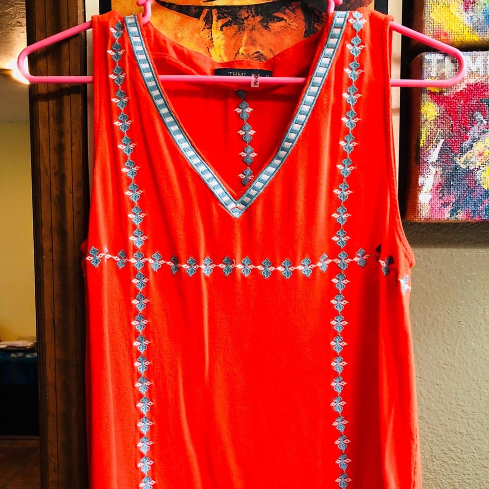 Boho tank top with embroidery
